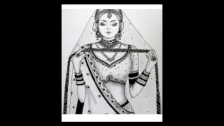 How to draw a Beautiful Traditional Bride Very Easy | Bride Drawing | girl drawing