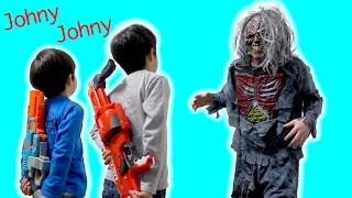 Johny Johny Yes Papa 👶THE BEST Song for Children【寸劇】ジョニージョニーイエスパパ！ナーフおもちゃ