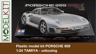 Plastic model kit PORSCHE 959 SPORTS CAR | 1:24 TAMIYA - unboxing | modelkit.eu