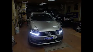 На Volkswagen Polo свет ярче чем на новом Тигуане. Установка бидиодных линз и ДХО с динамическим