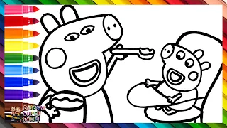 Disegnare E Colorare Peppa Pig Che Dà Da Mangiare A Baby Alexander 🐷🥣🍼 Disegni Per Bambini