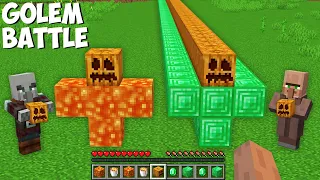 Super GOLEM BATTLE IN VILLAGE VILLAGER VS PILLAGER in Minecraft ! NEW SECRET GOLEM !