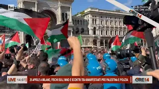 25 aprile a Milano, fischi sull'inno e scontro tra manifestanti e Polizia - Ore 14 del 26/04/2024