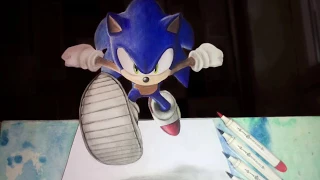 Speed Drawing Sonic the Hedgehog 3D Art
