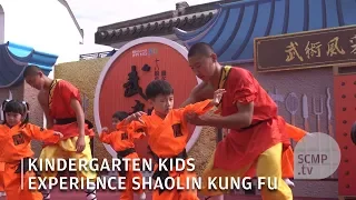 Kindergarten kids experience Shaolin kung fu