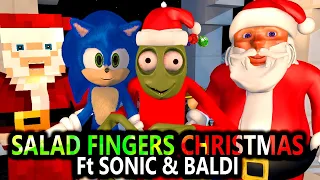 SALAD FINGERS & BALDI IN MINECRAFT CHRISTMAS CHALLENGE! Ft Sonic & Santa Minecraft Game Animation