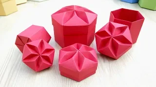 DIY Valentine gift box with star shaped lid. REALLY  EASY Origami Hexagonal Box.