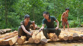 FULL VIDEO : 200 days With his wife and children, build a wooden house, pour concrete foundation