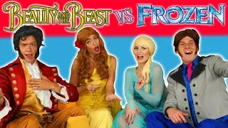 ELSA & HANS VS BELLE & GASTON. FROZEN VS BEAUTY AND THE BEAST SONG CHALLENGE. (Parody Characters)