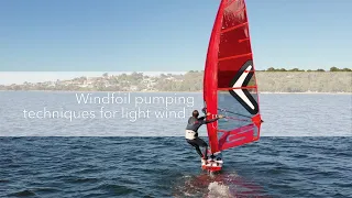 Windfoil pumping techniques for light wind, Western Australia.