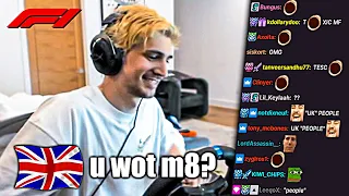 xQc argues with a UK 'person' in F1 voice chat for 6 minutes straight