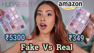 ₹5000 Palette Vs ₹349 Fake Huda Beauty Rose Quartz Palette Comparison / amazon fake makeup