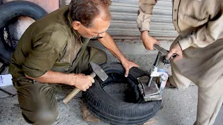 Amazing Technique of Repairing a Car Tyre | How to Repair a Tyre