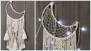 Moon Dreamcatcher | Easy Moon Dreamcatcher step by step tutorial |How to make half moon dreamcatcher