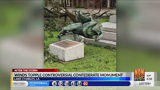 Hurricane Laura's winds topple Confederate monument in Lake Charles