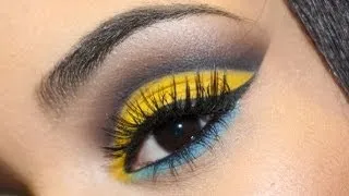 Dramatic Summer Makeup Tutorial - Yellow Cut Crease with POP of Blue