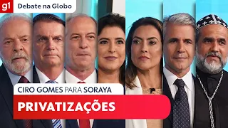 Ciro Gomes (PDT) pergunta para Soraya Thronicke (União Brasil) sobre privatizações #DebateNaGlobo