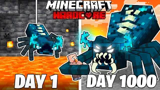 I Survived 1000 Days As A WARDEN SPIDER in HARDCORE Minecraft! (Full Story)