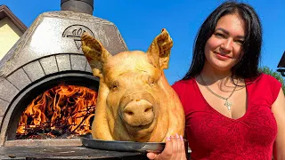 A Whole Pig's Head Fried in the Oven! A Real Delicacy For Meat Connoisseurs 🐷