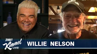 Guest Host George Lopez Interviews Willie Nelson – Lifelong Love of Cannabis & Too High to Perform