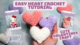 easy crochet heart tutorial / beginner amigurumi / valentines craft