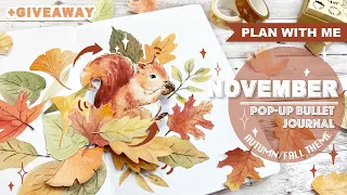 [PLAN WITH ME] FALL/AUTUMN POP-UP Bullet Journal | NOVEMBER 2021 | Squirrel Pop-up Card Tutorial