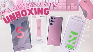 Galaxy S22 Ultra Burgundy | aesthetic asmr unboxing + Silicone case with Strap 🌸