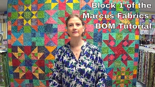 Block 1 of the Marcus Fabrics Block of the Month by FabricJunction.com