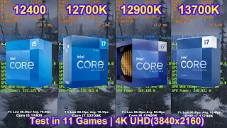 Core i5 12400 vs i7 12700K vs i9 12900K vs i7 13700K + RTX 4080 - Test in 11 Games | 4K(3840x2160)