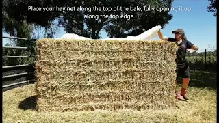 GutzBusta Slow Feed Hay Nets - Fitting a Large Square 8x3x3 and 8x4x3 Bale