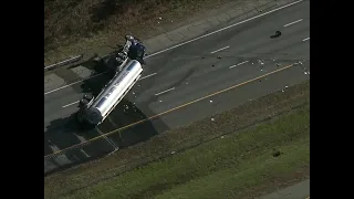 Tanker truck carrying 'several thousand gallons of fuel' overturns on Route 3