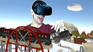 TRAIN CRASHES, DERAILMENTS, AND STUNTS IN VR! Epic Toy Train Builder - TrainerVR HTC VIVE Gameplay