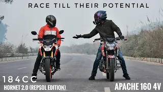 Hornet 2.0 Repsol Edition Vs Apache RTR 160 4V | Race Till Their Potential | 184cc vs 160cc