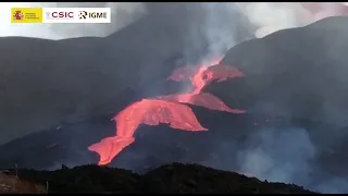 14/10/21 Sucesión de desbordamientos de lava emitida. Erupción La Palma. IGME-CSIC