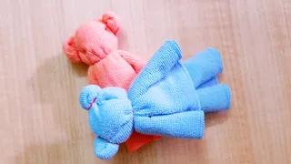 Napkin teddy bear || Towel teddy bear || DIY teddy bear no sew