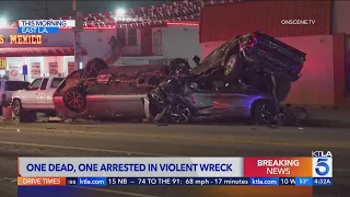 1 dead, 1 arrested in violent 7-vehicle East L.A. crash