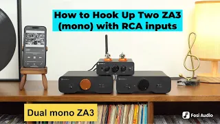 How to set up a 2.0-channel system using two ZA3 (mono) with RCA inputs?