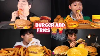 ASMR MUKBANG | BURGER AND FRIES | (MUKBANGERS COMPILATION)