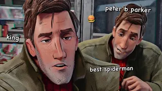 peter b. parker being my favorite character from spider-man into the spiderverse for 1 minute