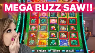 MEGA BUZZ SAW Bonus on $80 BET! *NEW* Huff 'n Even More Puff JACKPOT!