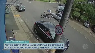 Motociclista entra na contramão de direção e acaba atingido por carro em Franca