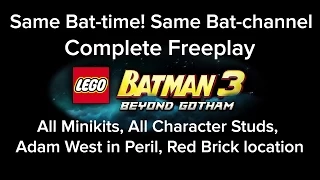 LEGO Batman 3 Same Bat time! Same Bat Channel! Freeplay All Mini Kit Red Brick Characters Adam West