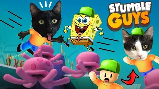 Bob esponja en STUMBLE GUYS pero jugando con gatitos Luna y Estrella / Gameplay en español