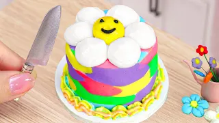 🌺 Beautiful Miniature Daisy Flower Cake Decorating | Yummy Rainbow Buttercream Ideas Cake