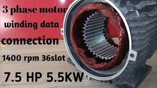 7.5 hp 3 phase motor winding | 36 slot 1400 rpm motor winding | zs electric