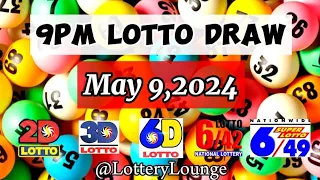 MAY 9,2024 THURSDAY 9PM DRAW 2D 3D 6D 6/42 6/49 PCSO LOTTO RESULTS TODAY @LotteryLounge