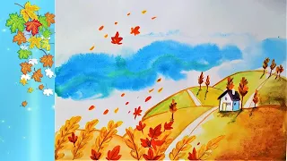 Как просто нарисовать осенний пейзаж, paint autumn