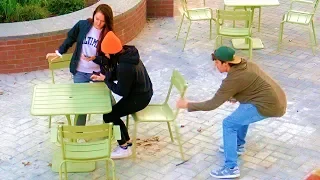 Chair Pulling Prank Silly String!