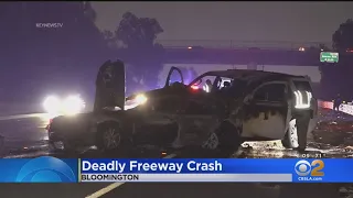 1 person killed following fiery crash on 10 Freeway in Bloomington