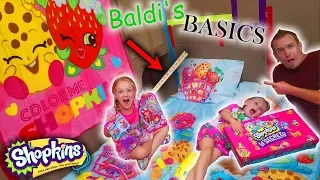 Baldi's Basics in Real Life Slumber Party! Shopkins Lil Secrets Toy Scavenger Hunt!!